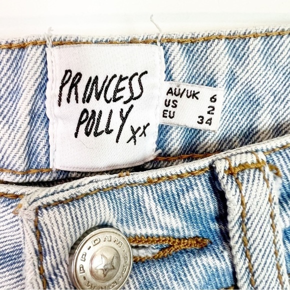 PRINCESS POLLY HIGH RISE STRAIGHT LEG DISTRESSED JEANS WOMENS SZ 2 - Picture 2 of 6